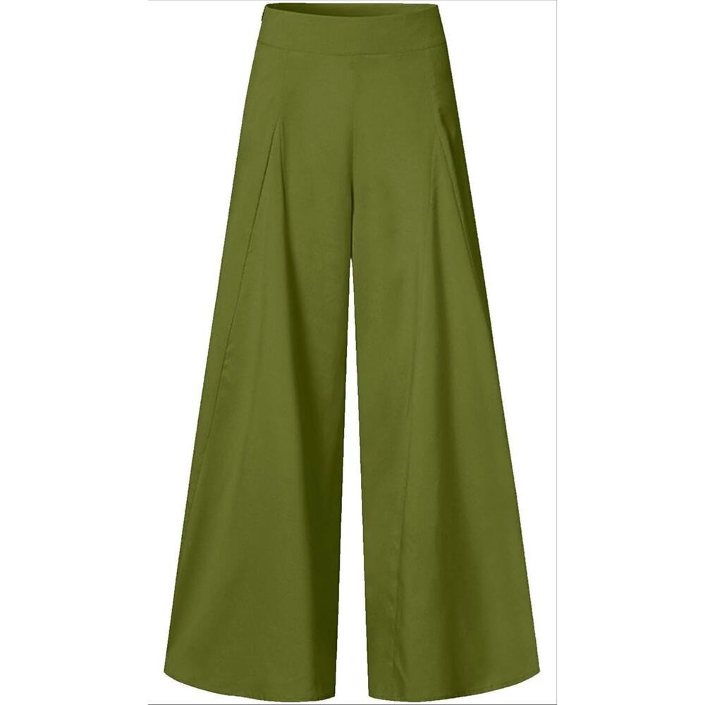 Kur Kuma Flowy Ruffle Hem Elegant Wide Leg Pants Size 10 - Picture 1 of 3